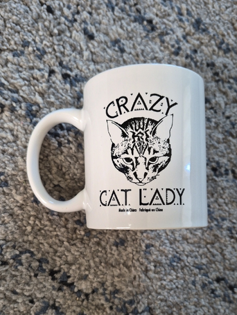 Source Unknown White Ceramic "Crazy Cat Lady" Mug with Black Print
